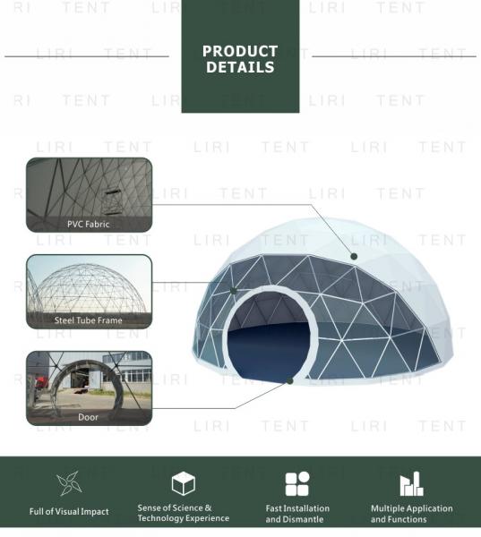 Dia 14m Transparent PVC Cover Steel Frame Geodesic Dome Tent