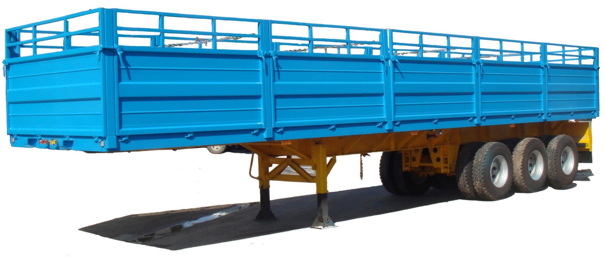 China 13m 45T 3 axles Port terminal container flat bed semi trailer with 600mm side walls and double tires-9453 wholesale