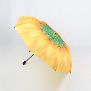 China Lightweight Orange Three Fold Umbrella Custom Digital Printing Flower Print Inside wholesale