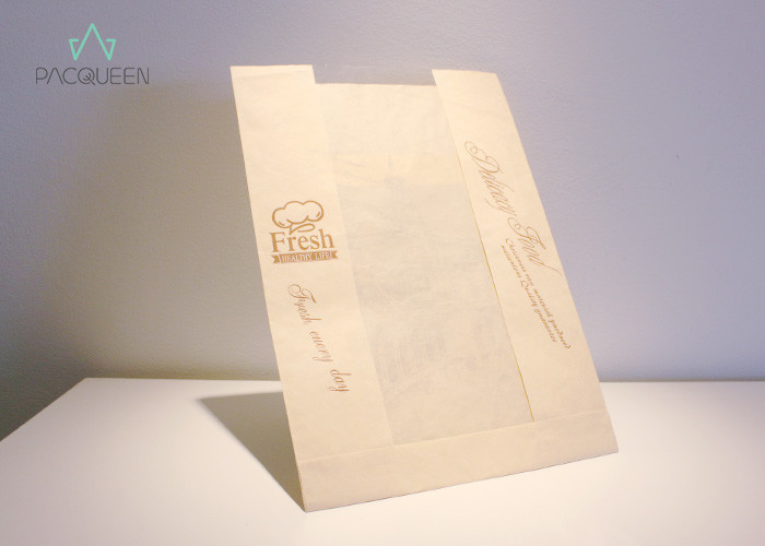 China Kraft Paper Greaseproof Wrapping Paper Bags With Clear Window Logo Printed wholesale