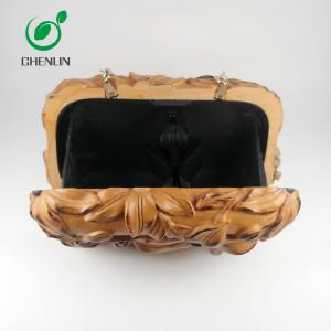 China Private Logo Handmade Wooden Clutch Bag Women Party Bag With Hard Surface wholesale