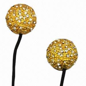 China Noise-canceling Crystal/Diamond Earphones for iPad/iPhone, OEM Orders are Welcome wholesale