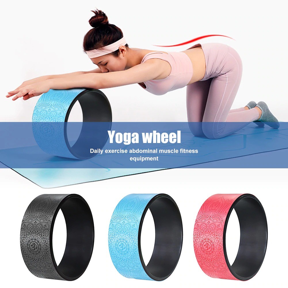 China Practical Anti Slip Yoga Roller Wheel PU Rubber Yoga Circle Full Body Back Training Tool wholesale