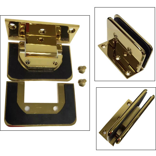 China Gold plated shower hinge with "C" hole glass cut to cut--Similar Dorma style wholesale