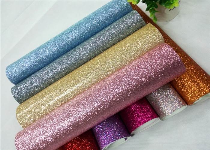 China Shoes Bags Wallpaper Glitter Fabric Roll Knitted Backing Technics 0.6mm Thickness wholesale