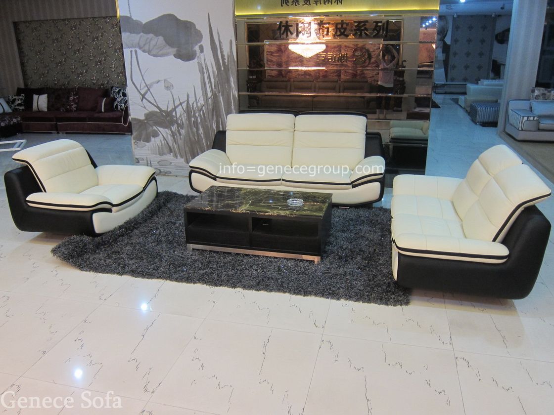 China Modern Half Leather Sofa Set 1+2+3, Headpillows Adjustable Functional Sofa wholesale