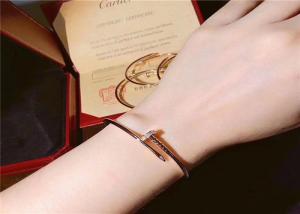 China Unique 18K Gold Cartier Juste Un Clou Bracelet With 20 Round Bright Cut Diamonds wholesale