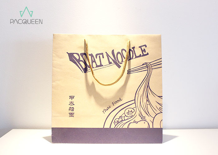 China Large Size High Capacity Takeaway Paper Bags With Kraft Color Cotton Handle wholesale