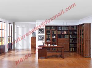 China Solid Wooden with Glass Door Material Bookcase Set  for Living Room Furniture wholesale