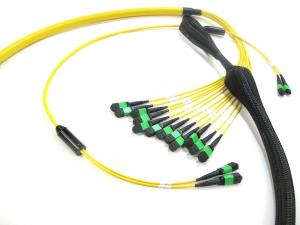 China MPO To MPO Trunk Cable , Telecom Single Mode Fiber Optic Cable High Bandwidth 12 - 288 Fibers wholesale