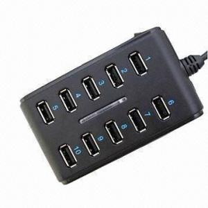 China USB 2.0 Hub with 10 Ports for Hi-speed Universal Serial Bus, High Performance wholesale