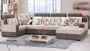 China Gray + White Corner Fabric Sofa L.A035 wholesale