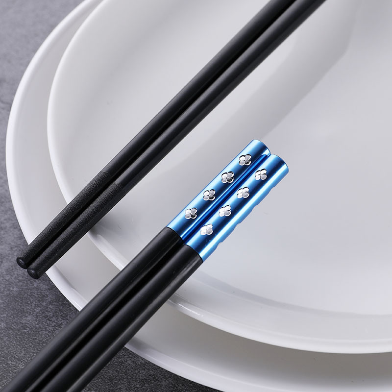 China Reusable Personalized Black Plum Drill Alloy Chopsticks Plastic SGS Certification wholesale