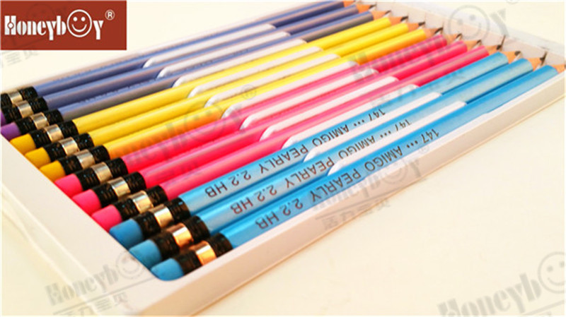 China 2021 Advanced packing pearly painting wooden 2.2 HB pencil with eraser wholesale