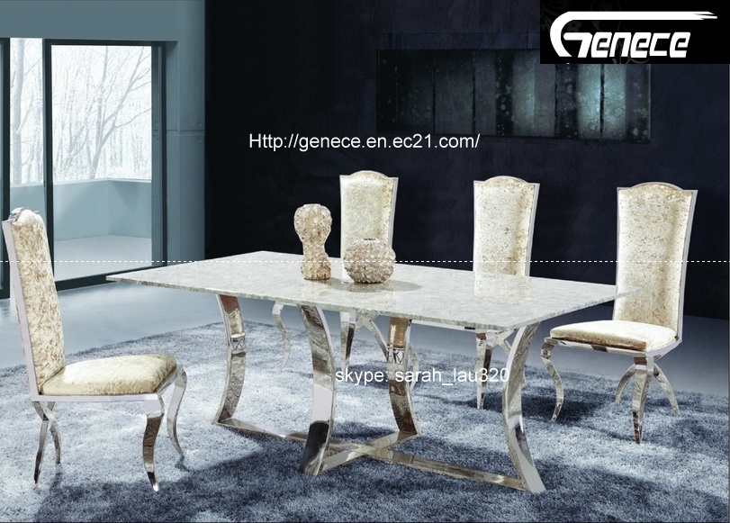 China 200cm marble top dining table 8-10 persons metal table wholesale