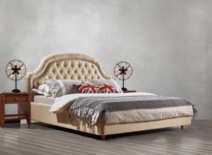 China Good quality Gery Fabric Upholstered Headboard Queen Bed Leisure Furniture for American design Apartment Bedroom set wholesale
