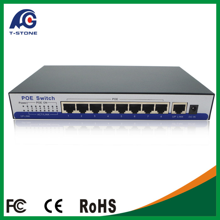 China T-STONE Brand 8 port POE switch 9 ports 10/100Mbps Ethernet switch 48V wholesale
