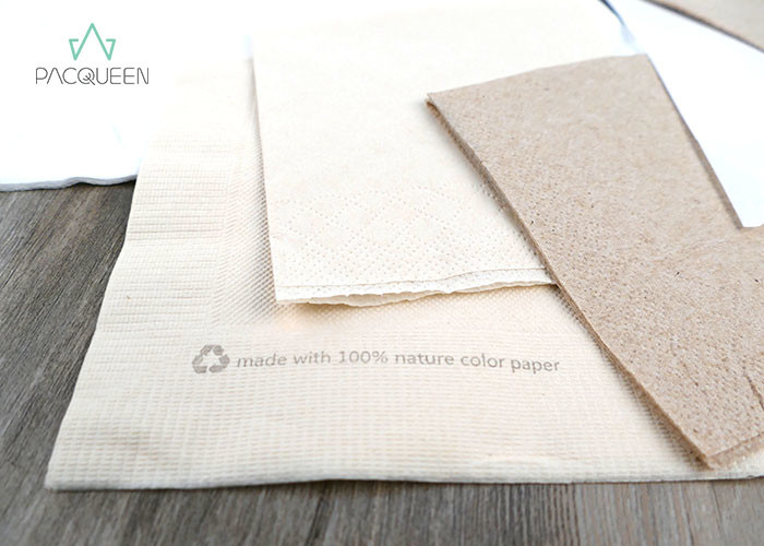 China Eco Friendly Disposable Tableware Eco Brown Kraft / White Napkins Offset Printing wholesale