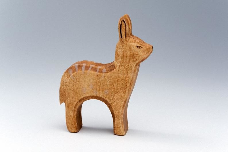 China ISO9001 Handmade Wooden Animals Fawn Toy With Private Logo wholesale