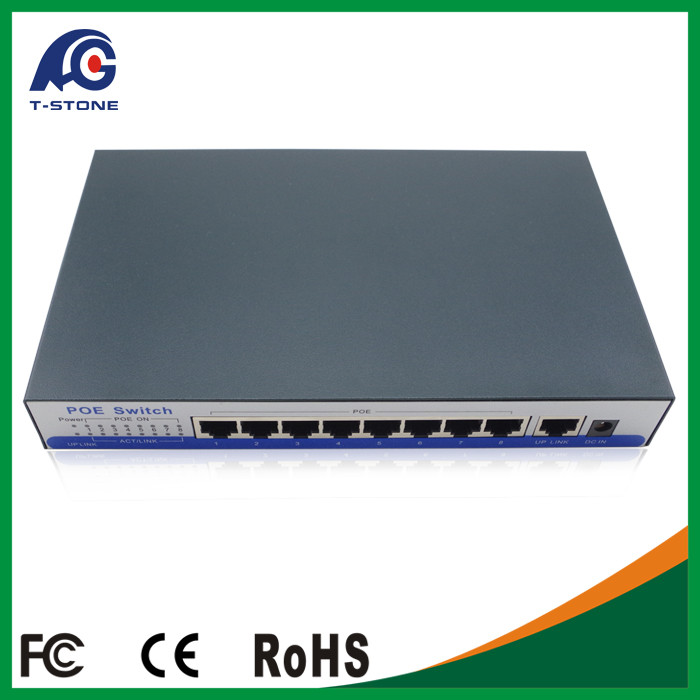 China OEM IEEE802.3af/at 10/100mbps 8 port POE switch 48v for hikvision/dahua cameras wholesale