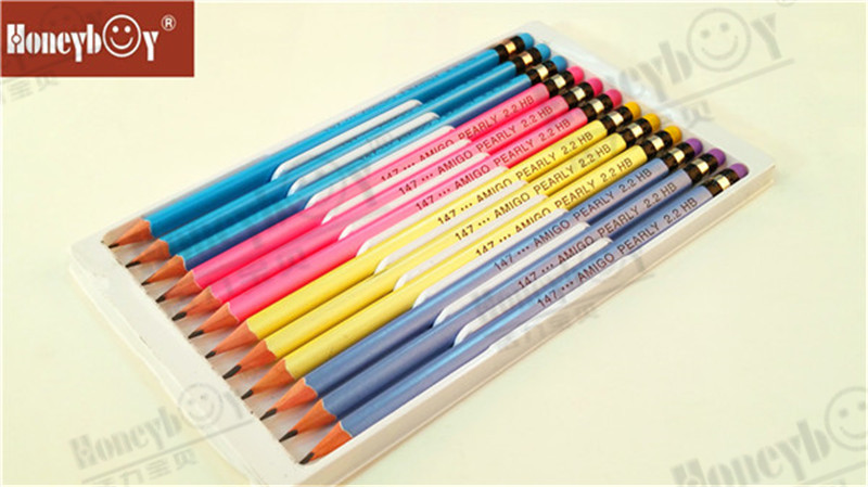China 2021 Advanced packing pearly painting wooden 2.2 HB pencil with eraser wholesale