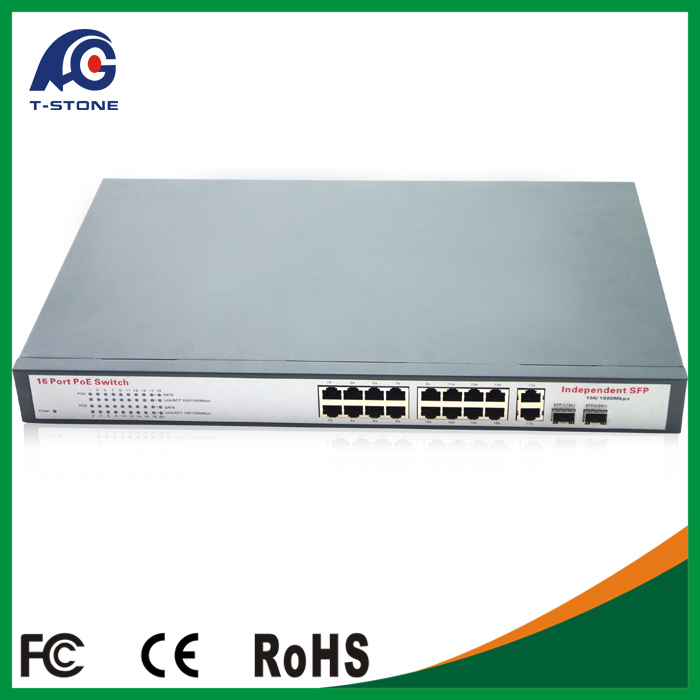 China 16 ports 10/100/1000M POE Switch with 16 POE ports power to ip camera,wireless ap,ip phone wholesale