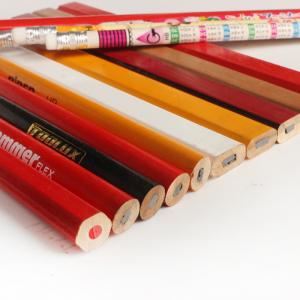 China 10 Pcs Red octagonal carpenter pencil thick core marking pencil wood woodworking pencils stationery supplies wholesale