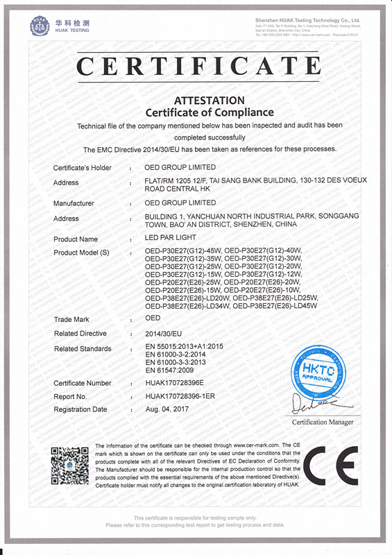 OED Group Limited Certifications