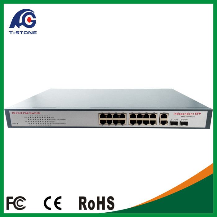 China 16 ports POE Switch with 16 POE ports power to ip camera,wireless ap,ip phone wholesale