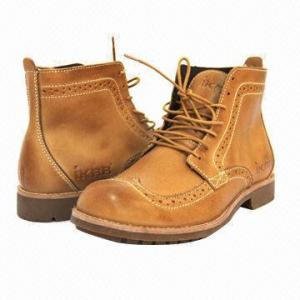China Men's High Boots, British Pop Style, Leather Winter Shoes, Wearable Rubber Sole, Men's Leisure Shoes  wholesale