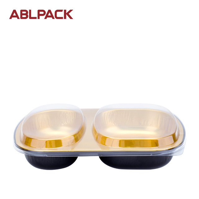 China ABL PACK 850ML/28.3oz Disposable 2-CompartmentFood Tray Aluminum Disposable Microwave Food Containers wholesale