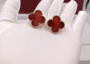 China Women'S Red Beautiful Luxurious 18K Gold Earrings With Carnelian wholesale