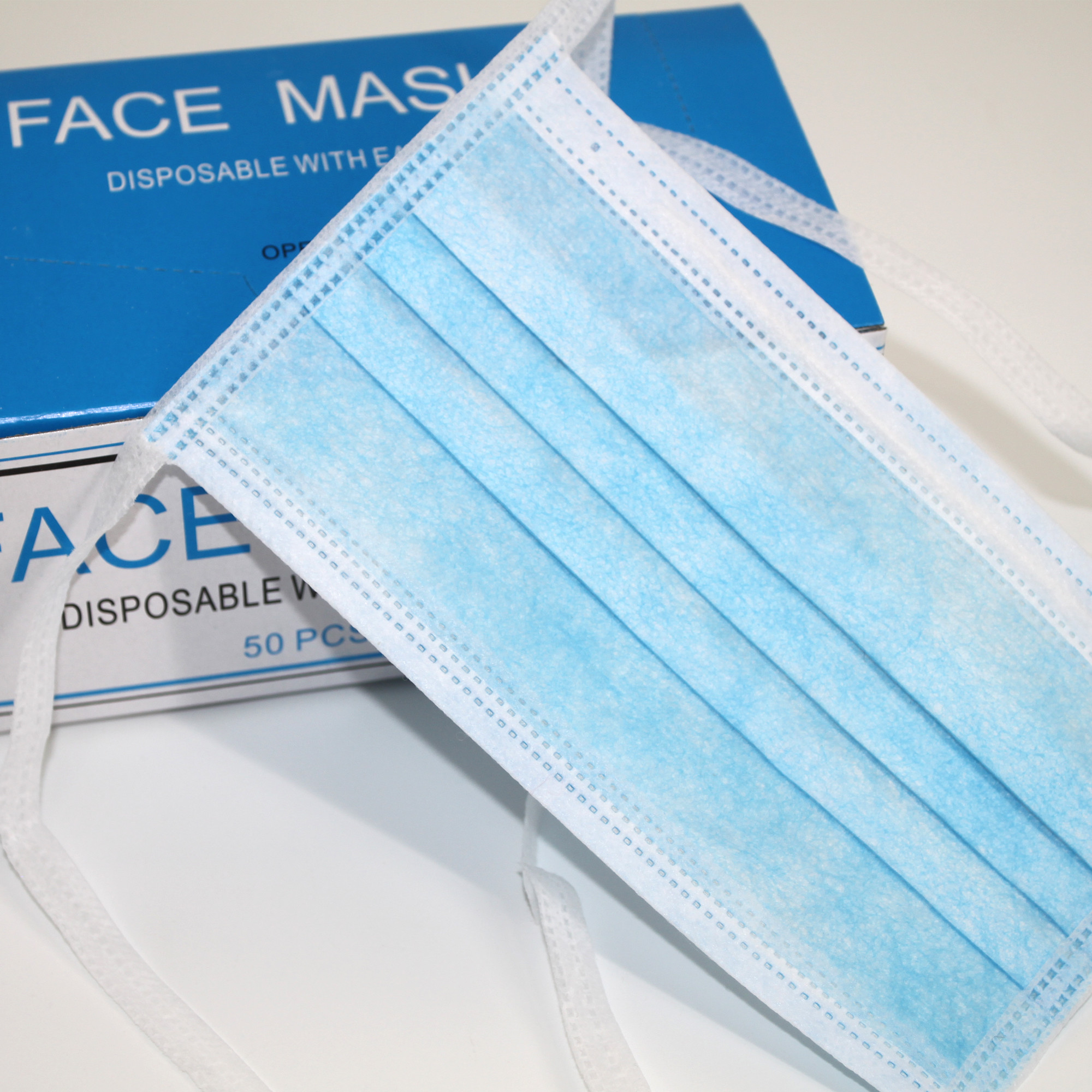 China Disposable String tie-on on the back 3ply protective surgical non woven face mask tie on 3-ply face mask wholesale