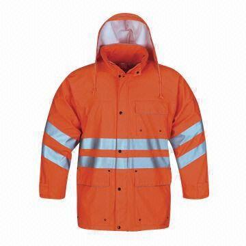 China High-visibility Raincoat for Adult, Made of PU, EN471 Standard wholesale