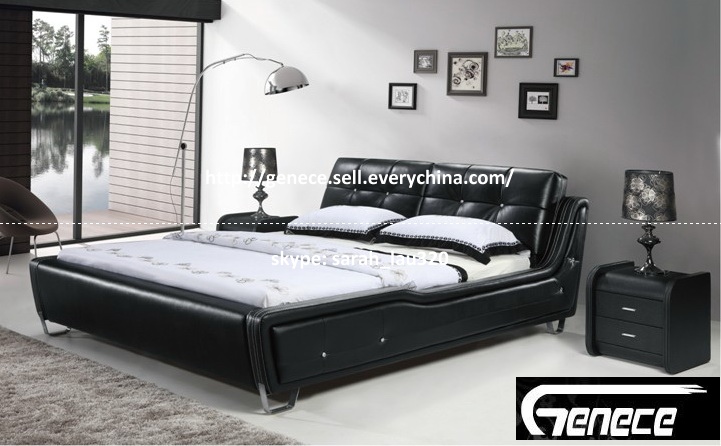 China Modern Black Leather Bed Popular Bed wholesale
