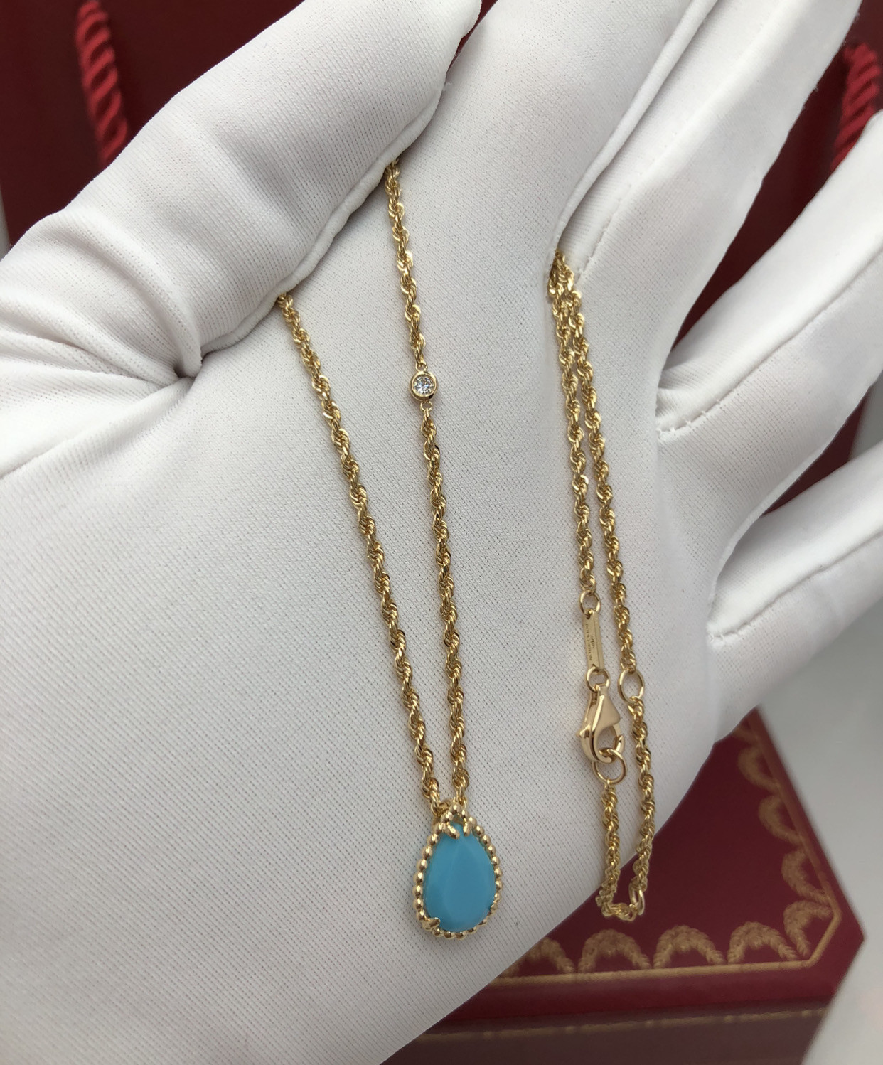 China XS Style 18 Karat Gold Necklace , Serpent Pendant Necklace With Turquoise wholesale