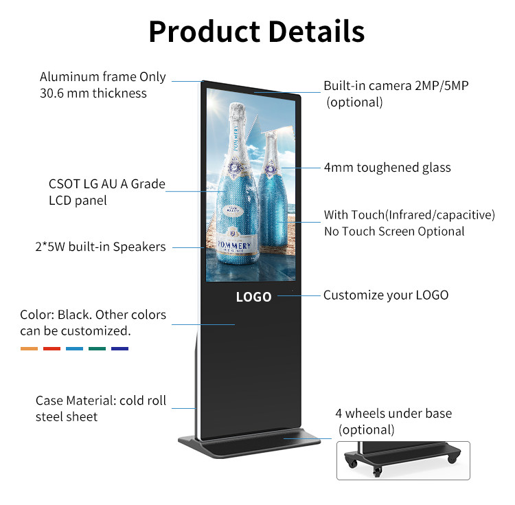China Indoor Advertising LCD Floor Stand Digital Signage Transparent wholesale