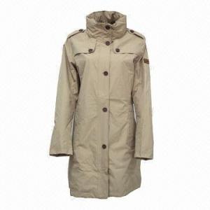 China Ladies' Long Windbreaker/Coat, Fashionable and Casual Wear, Waterproof and Breathable  wholesale
