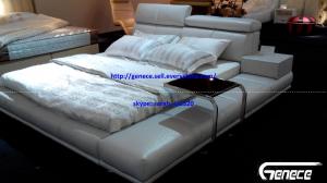 China New Model Leather Bed with Functional Head Pillows wholesale
