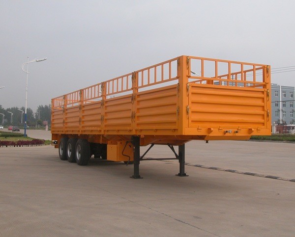 China 13m 40T 3 axles terminal container flat bed semi trailer with 600mm side walls and 1200 mm cargo fix fence-9403CLX wholesale