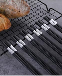 China Square Head Silver Fiberglass Chopsticks Safe Dishwasher Japanese Non Slip wholesale
