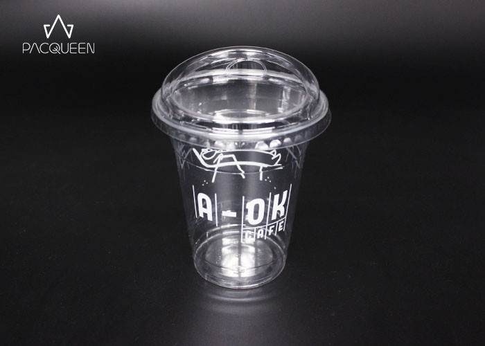 China 12 / 16 Oz Cold Drink Disposable Cups PET Material With Dome Lids wholesale