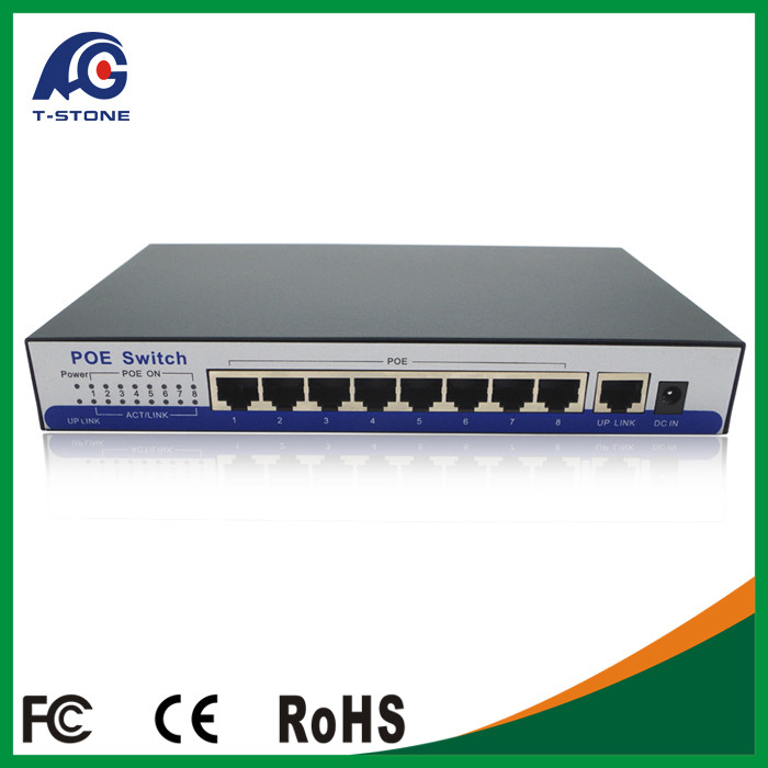 China metal case 15.4W 48V 10/100M Ethernet 8 Port PoE Switch Manufacturer wholesale