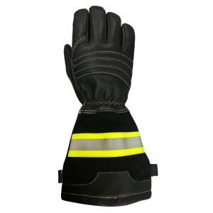 China Structural Fireman Gloves Long Cuff EN659 With Reflective Tape wholesale