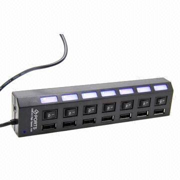 China USB 2.0 Hub with 7-port and 480Mbps High Speed, Supports 500GB HDD wholesale