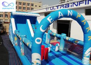 China Giant outdoor Inflatable ocean park water slide with bounce house for rental or party wholesale