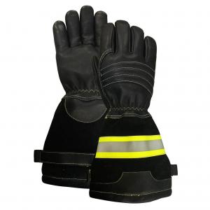 China Structural Fireman Gloves Long Cuff EN659 With Reflective Tape wholesale