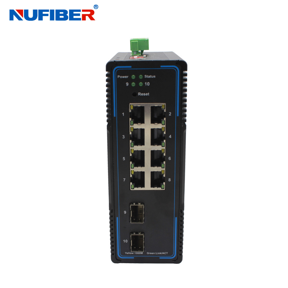 China 2*1000M Managed Industrial Switch 8 RJ45 Port Din Rail Mount Converter wholesale