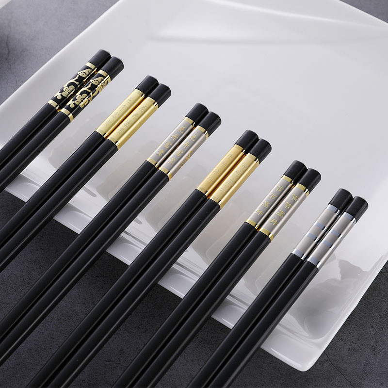 China Fiberglass Silver Color Alloy Chopsticks Series Japanese Non Slip Family Use wholesale