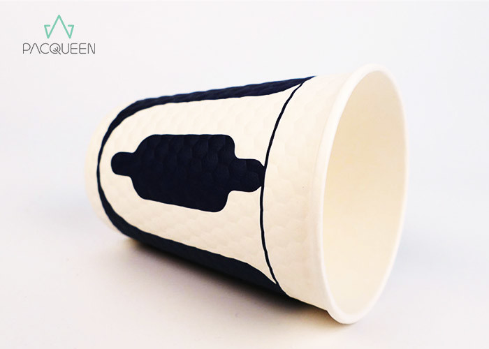 China Disposable Personalized Hot Cups , Double Wall Paper Coffee Cups Elegant Design wholesale
